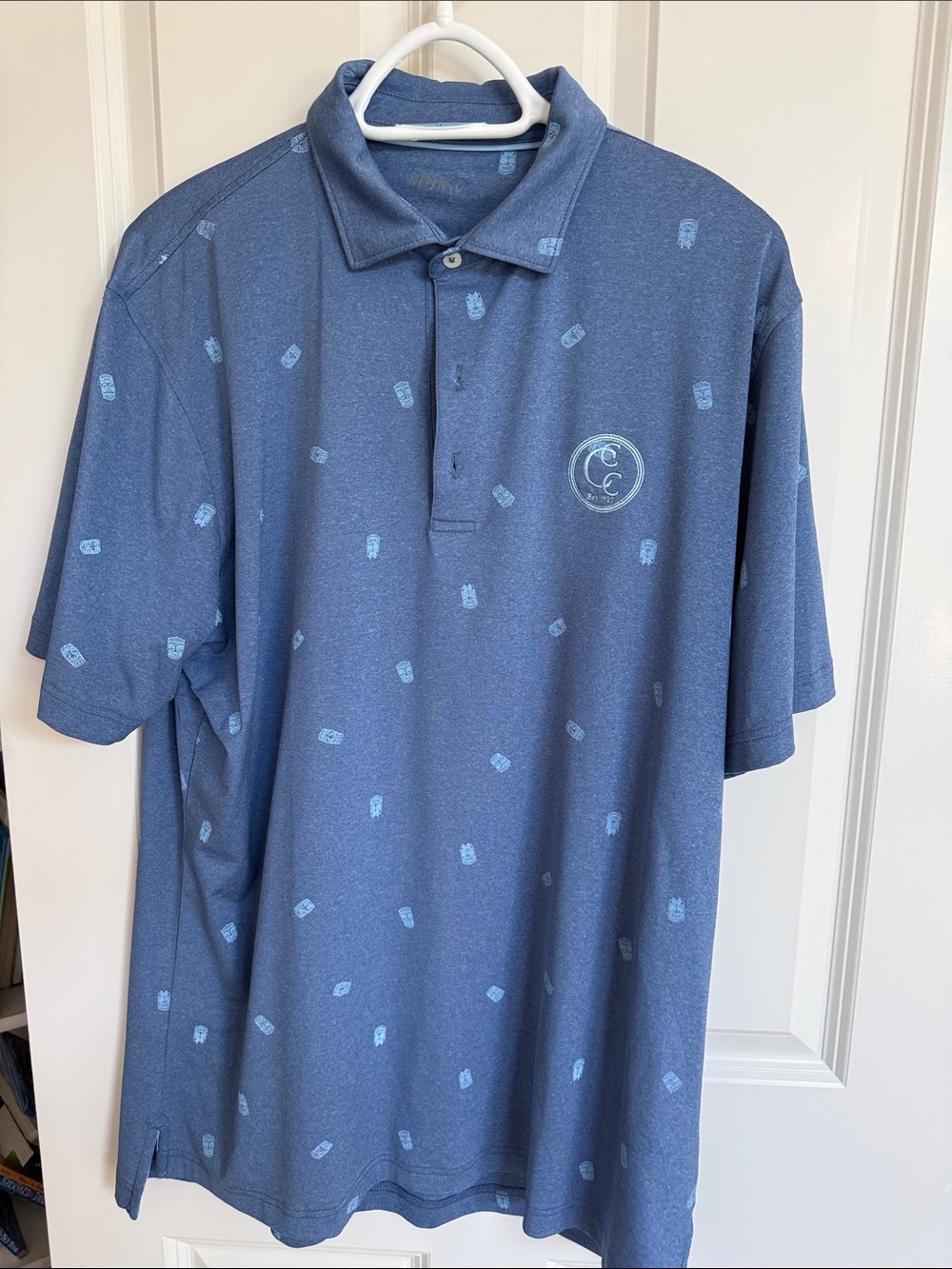 johnnie-O Blue Polo with Subtle All-Over Motif